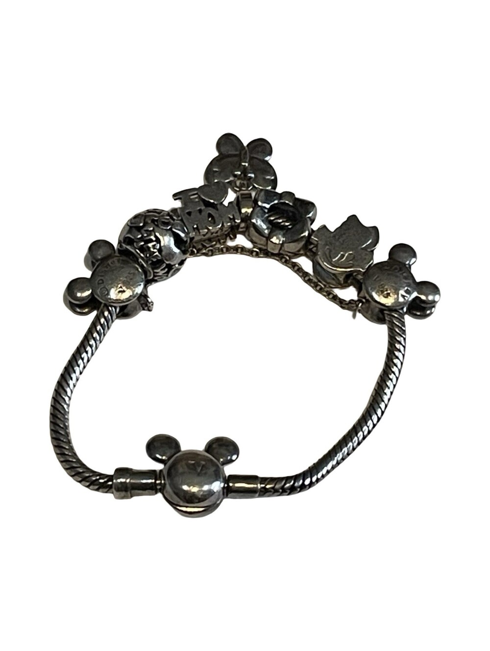 Life By Vivara Mickey - 6in Silver Bracelet Disney Pandora Charms 925 Silver
